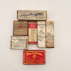 Vtg Medicinal Boxes Collection Wisconsin Headache Wafers, Gold Medal Pills etc.