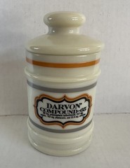 Vintage RX Apothecary Jar DARVON Compound-65 Opaque Glass Pharmacy Drug Store
