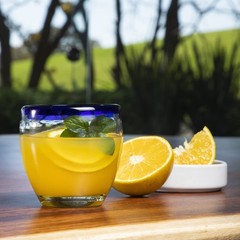 9 oz Hand Blown Mexican Drinking Glasses – Set of 6, 9 fl oz each, Cobalt-Blu…
