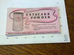 Original Vintage blotter Medical, ENTACARB POWDER reed & carnrick Jersey city NJ