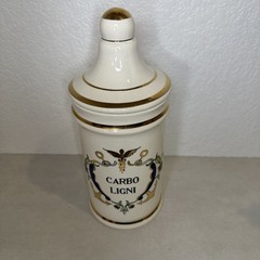 Vintage Jeanne Robinette Ceramics~Carbo Ligni Apothecary Jar, Rexall Drug Store