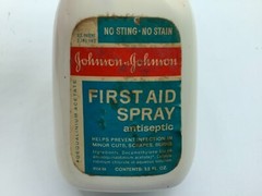 Vintage Johnson & Johnson Old Antiseptic First Aid Spray Pharmaceutical bottle