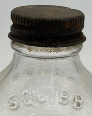 Vtg. Clear Glass SQUIBB 8 Side Medicine Pharmacy DESIGN Bottle USA