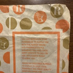Vtg 1969-1970s Marble Pharmacy Paper Bag New Hartford Connecticut CT Advertising