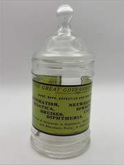 Vintage Apothecary Army and Navy Liniment Uric Acid Gout Poison Glass Jar