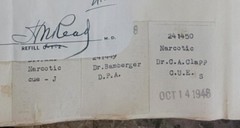 1946 2-sided Pharmacy Ledger Page – 20 vintage prescriptions – Sulfedex