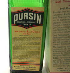 WVA – 1930’s McKesson & Robbins Pursin Bridgeport Conn New York 8″ Green Bottle