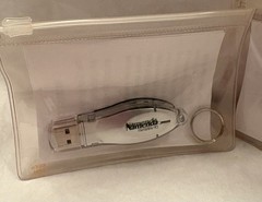 VTG LOT OF 2 NAMENDA USB FLASH MEMORY DEVICES + KEYRINGS PHARMA REP LOGO NEW