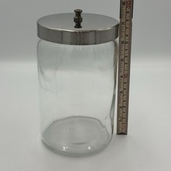 Apothecary Medical Glass Jar Canister with Stainless Steel Lid 7×4″