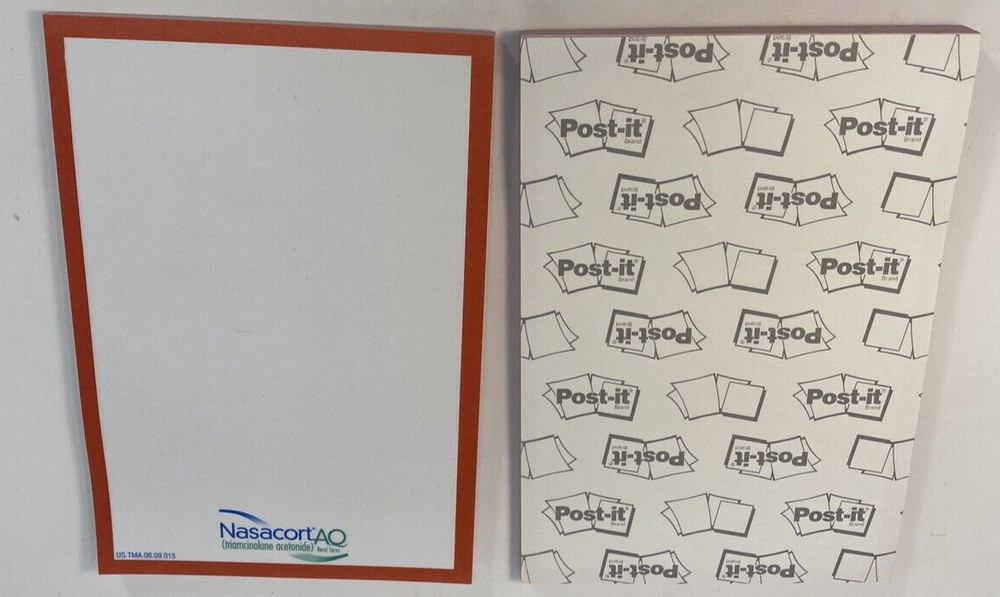 Pharmaceutical Drug Rep Collectible Notepads NasacortAQ Post-It Pads (2 Pack)