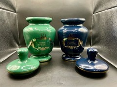 Vintage Apothecary Canister Jars Homeopathic gold trim 9″ ceramic