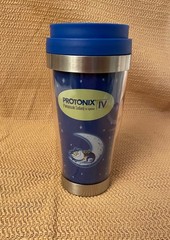 Pharma Drug Rep Protonix Blue/Clear Stainless Steel Hot/Cold Travel Mug, New
