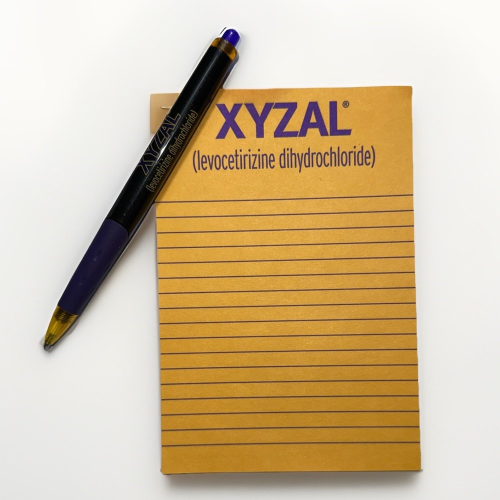 Rare XYZAL Drug Rep Promotional Pen & Post-it Pad 4×6 Pharmaceutical Advertising