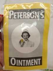 2 Vtg Peterson’s Ointment,Trial Size Tin Containers & Paper Insert Read Look NOS
