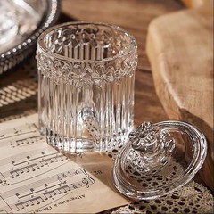 2 Pack Qtip Holder Glass Apothecary Jars with Lids Bathroom Accessories Vanit…