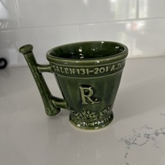 Vintage McCoy Schering Coricidin Pharmacy RX Green Ceramic Apothecary Mortar Mug