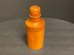 Antique Apothecary Glass Bottle With Treen Case 19th Century-Bottle topper Stuck