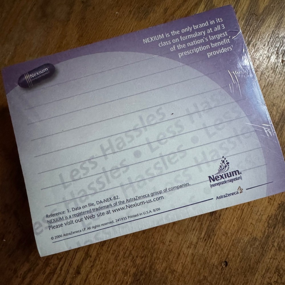 AstraZeneca Nexium 2006 Pharmaceutical Drug Rep Sealed Post-It Notes- 10 Pack