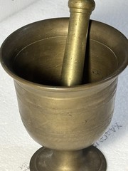 Vintage 1940s – 50s Solid Brass Mortar and Pestle Greek Key Design Pattern 3.5lb