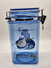 Vintage Pharmaceutical Drug Rep Protonix IV Clear Blue Plastic Canister Jar