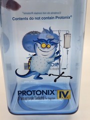 Vintage Pharmaceutical Drug Rep Protonix IV Clear Blue Plastic Canister Jar