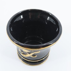 VTG Fashioned by Blair Black Gold Ceramic Mortar Vase 3.1in Tall NO PESTLE USA