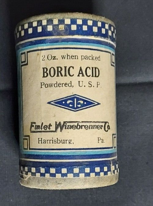 New Old Stock Medicine Container Boric Emlet Winebrenner Co Harrisburg PA