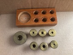 ANTIQUE RARE SOLID BRASS SCREW IN Pharma COUNTERWEIGHTS PAT. JULY 6TH, 1897