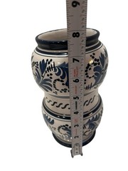 Vintage Italian Ceramic Blue White Apothecary Jar Pharmacy Vase Hand Painted