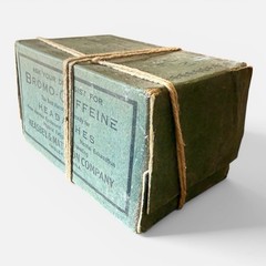 Antique Bromo-Caffeine Box Keasbey & Mattison Apothecary Headache Cure c1900 Vtg