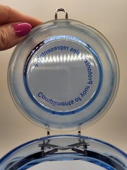 Vintage Pharmaceutical Drug Rep Protonix IV Clear Blue Plastic Canister Jar