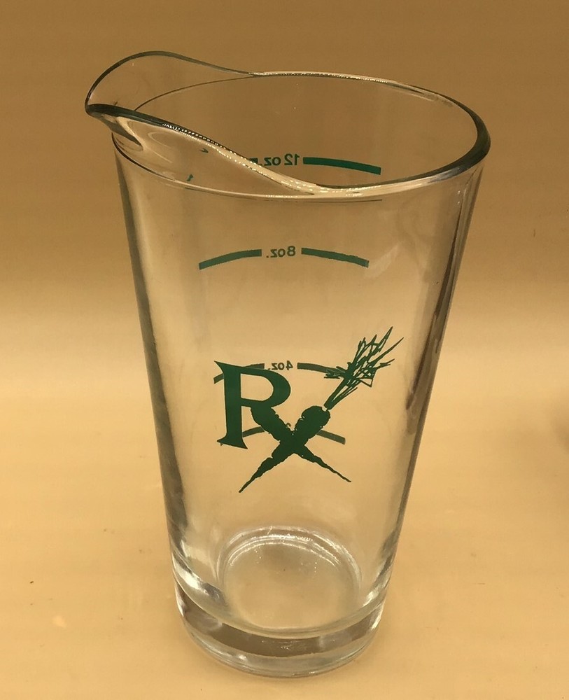 Vtg LIBBEY RX CARROT LOGO 12 OZ MEASURING GLASS, POUR SPOUT PHARMACY