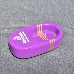Vtg Pharmaceutical Advertising Branded Purple Ceramic Trinket Dish Tray Promo