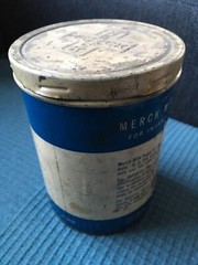 Vtg MERCK Sugar Milk metal tin Lactose paper label RAHWAY NJ rx