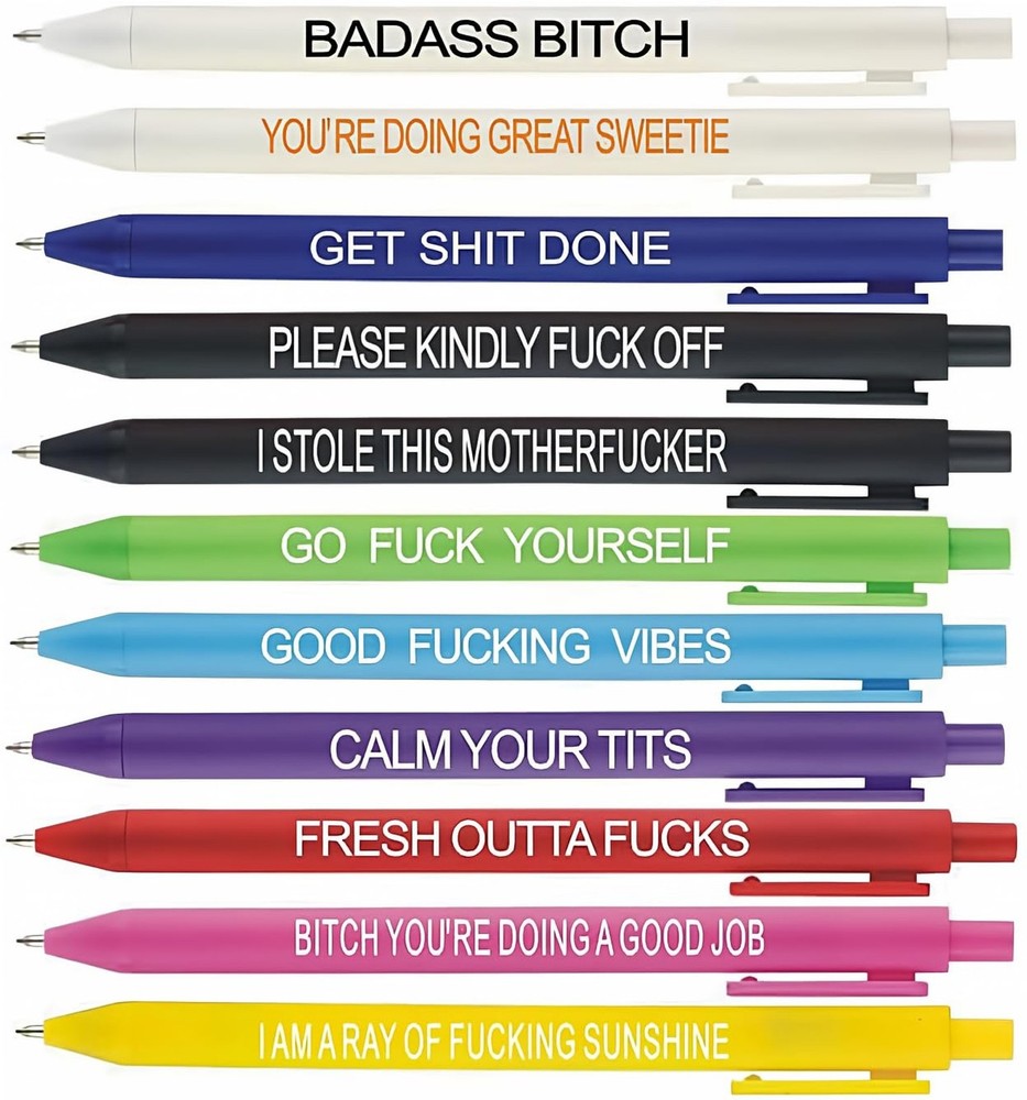 Cityhermit 11Pcs Funny Adult Ballpoint Pen Set, Premium Days of The Week Swea…